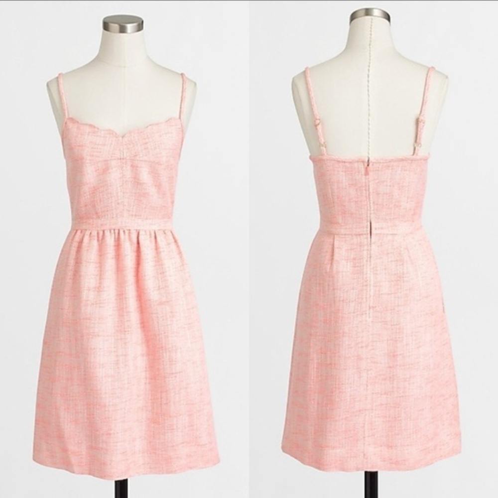 J.Crew factory scalloped tweed shimmer cami dress